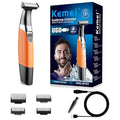 KEMEI Waterproof Cordless Beard Trimmer Men with Orange Variation, USB Rechargeable Body & Hair Groomer