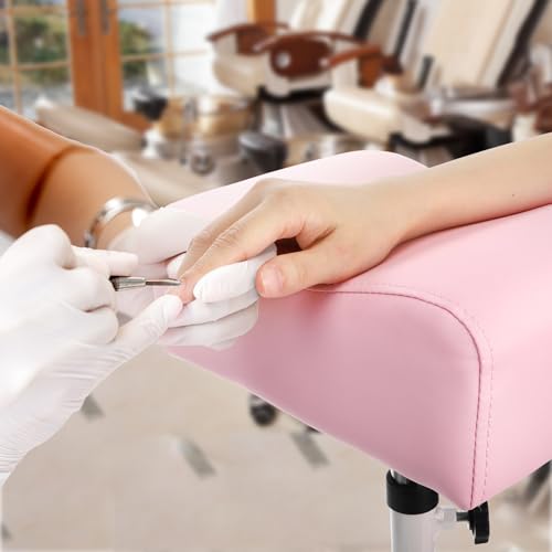 Hedume Adjustable Pedicure Footrest Stool for Salon & Home Beauty, Pink