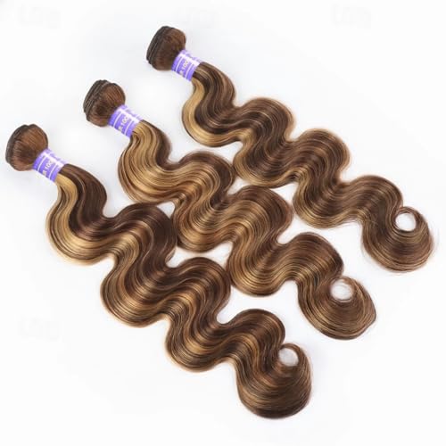 14-16-18 Inch Honey Blonde Ombre Human Hair Bundles - Body Wave, 3 Pack, 12A Virgin Remy