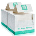 Borje Face Towels XL, Disposable Face Towel 10" x 12", 100 Count (2 Packs of 50), 100% USDA Biobased Facial Towelettes, Ultra Soft & Thick Makeup Remover Dry Wipes for Women Cleansing