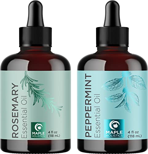 Peppermint & Rosemary Hair Growth Oil Set - Nourishing Hair Treatment Oils 4 Fl Oz