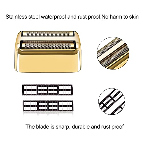 Professional Replacement Foil and Cutters for BaBylissPRO Barberology Double Foil Shaver, Compatible with BaBylissPRO Barberology FXFS2 Shaver (2 gold)