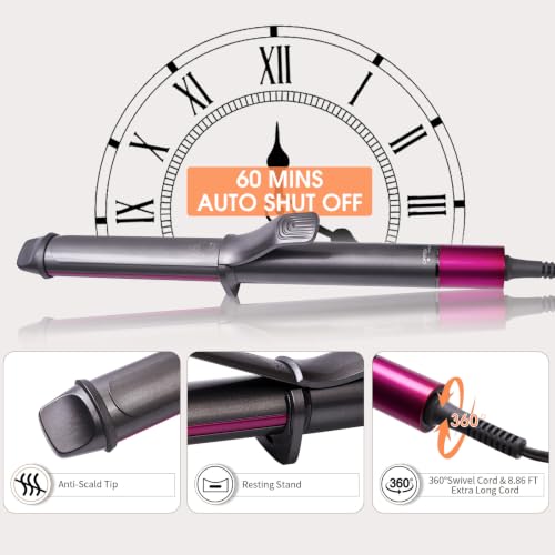 Nycoba Pink 1.25 Inch Curling Iron with 6 Heat Settings & LED Display