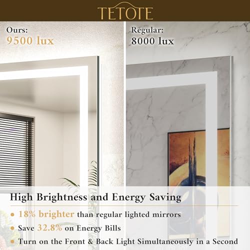 LED Bathroom Mirror 24x30 Inch with Lights, Anti-Fog, Dimmable, Tempered Glass - Variation of 30"L x 24"W