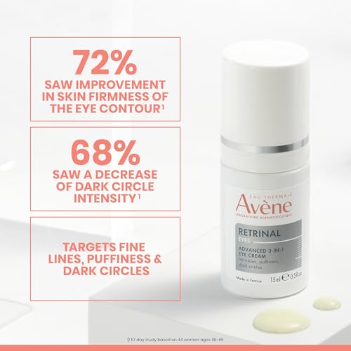 Av?ne Retrinal EYES Advanced 3-In-1 Eye Cream, Retinal eye cream, Powered by Retinaldehyde & Hyaluronic Acid, Helps smooth wrinkles, minimizes under-eye puffiness & dark circles, eye cream anti-aging