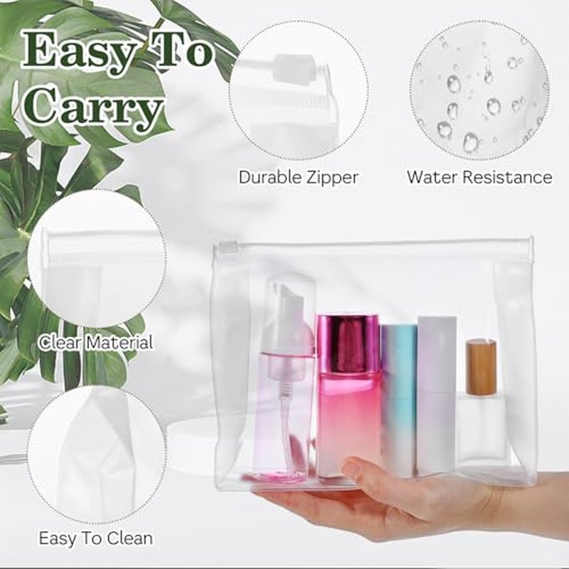 cobee 50 Pcs Clear Makeup Bags Bulk, Mini Cosmetic Organizer for Travel Small Transparent Zipper Pouch PVC Waterproof Pouches 7.9x5.9x2 In for Toiletry