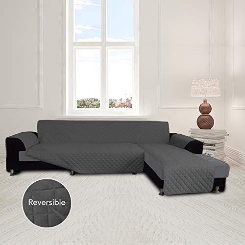 Easy-Going Reversible X-Large Sectional Couch Cover Dark Gray - Water Resistant Sofa Protector