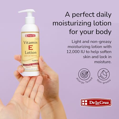 De La Cruz - Vitamin E Cream, Lotion and Oil Bundle - Moisturizer for All Skin Types