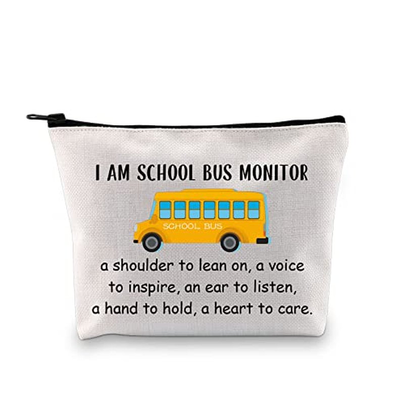 MBMSO Bus Monitor Gifts Bag Bus Driver Appreciation Gift Cosmetic Bag Bus Attendant Gift Bus Monitor Zipper Bag (I am Bus Monitor bag)