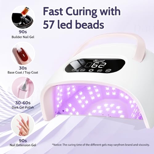 SHEXNAIL Ivory White UV LED Gel Nail Lamp - Fast 30s Curing with 57 Beads