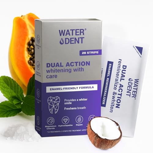 Gentle Whitening & Remineralization Teeth Strips - Peroxide-Free, Enzyme & Hydroxyapatite Formula, 14 Treatments