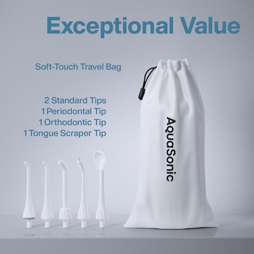 Aquasonic Aqua Flosser Water Flosser ADA Accepted White - Cordless & Travel-Friendly