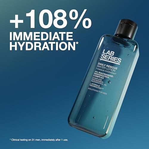 Lab Series Men's Daily Rescue Water Lotion Toner - Moisturizing Essence Skin Care for Men - Hydrating Face Toner with Niacinamide, 6.7 Fl Oz