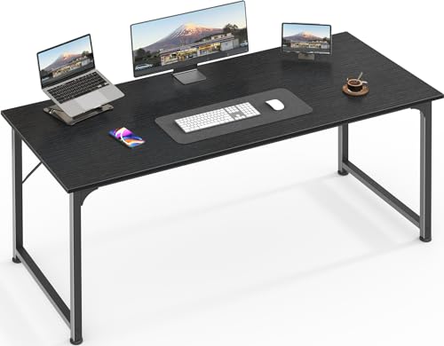 54 Inch Black Computer Desk - Spacious Home Office & Gaming Workstation