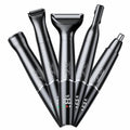 Black 5-in-1 Nose Hair & Facial Trimmer for Men, USB-C Rechargeable Waterproof Grooming Kit