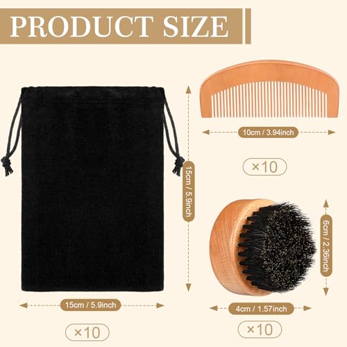 Sabary Circle Men's Beard Grooming Kit - 10 Sets with Brush & Comb, Travel Bag