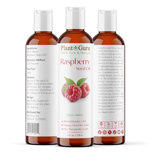 Red Raspberry Seed Oil 4 fl. oz. Cold Pressed Unrefined 100% Pure & Natural Carrier ? Ideal for Skin, Face, Body, and Hair Moisturizer. Great for DIY Soap, Creams, Lotions, and Lip Balms.