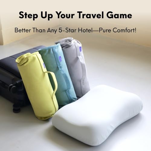 Travel Deep Sleep Pillow - Compact Memory Foam Neck Support Cushion - Wellness Green