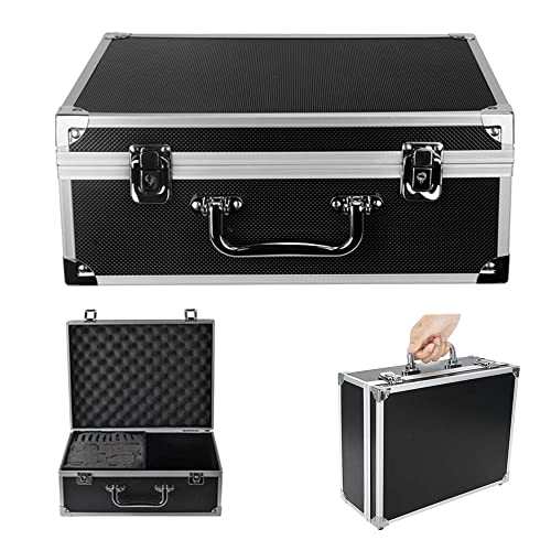 Yuelong Black Aluminum Tattoo Carry Case 12.6x9.5x5.1 Inch with Double Lock & Foam