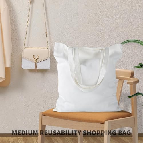 60 Pack Sublimation Canvas Tote Bags 14x16 Inch Reusable Grocery Bags for Heat Transfer DIY Crafting White