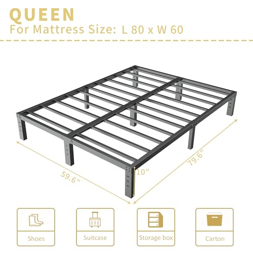 Aldrith 10 Inch Queen Bed Frame Heavy Duty Metal Platform Bed with Noise Reduction