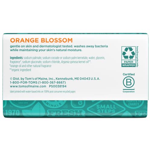 Tom's of Maine Natural Beauty Bar Soap, Orange Blossom With Moroccan Argan Oil, 5 oz.