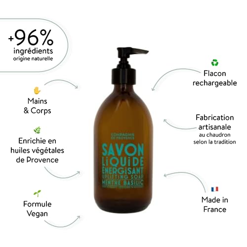 Liquid Hand & Body Soap - Mint Basil Scent, 10 Fl Oz, Verbena Variation