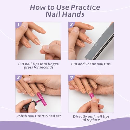 Veikmv Realistic Silicone Practice Hand for Acrylic Nails - Color 3
