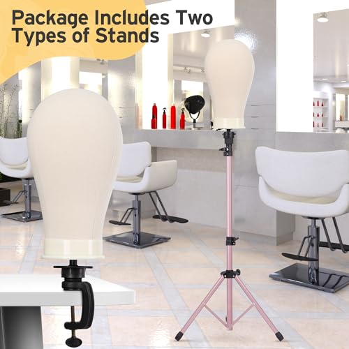 Reinforced Wig Mannequin Stand with Head Set - Rose Golden, 51.48 Inch