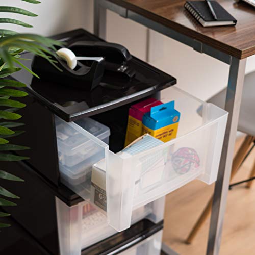 IRIS USA 17 Qt 4-Pack Medium Stackable Drawer Storage Organizer Black