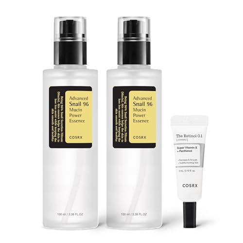 COSRX Snail 96% Mucin Essence & Retinol 0.1% Cream Set - 3.38 Fl Oz Pack of 2
