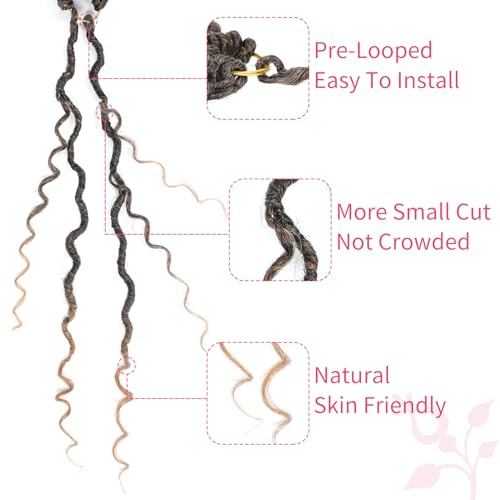 Alicoco Goddess Locs Crochet Hair 14 Inch 8 Packs Faux Locs with Curly Ends for Women Boho Style
