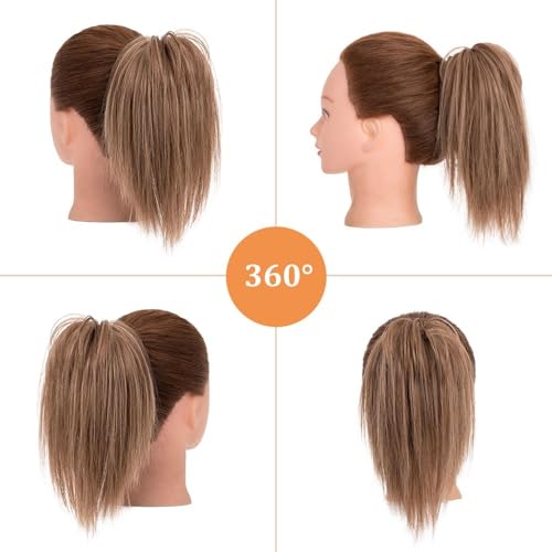 Hair Bun, Clip-in Hair Extensions 12in - Synthetic Chignon Ponytail Scrunchies for Women,for Daily Wear(Brown gold varietal)