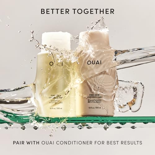 OUAI Fine Hair Shampoo - Volumizing Shampoo for Fine, Flat Strands - Made with Biotin, Keratin & Chia Seed Oil - Strengthens, Nourishes & Thickens - Color-Safe & Sulfate Free Hair Care (10 Fl oz)