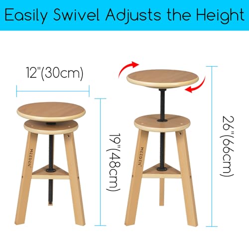 Natural Wooden Drafting Stool with Adjustable Height for Art & Studio Work