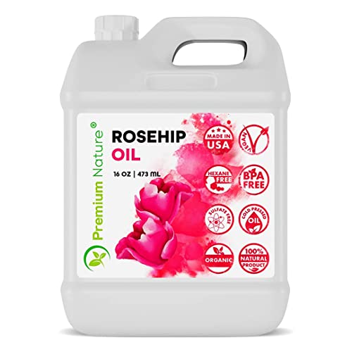 16 oz Premium Nature Rosehip Oil for Face, Hair & Skin Moisturizer - Cold Pressed, Unrefined, Versatile Skin Care Oil