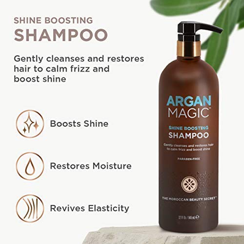 Argan Magic Shine Boosting Shampoo 32 Fl Oz Pack of 2 - Frizz Control & Shine