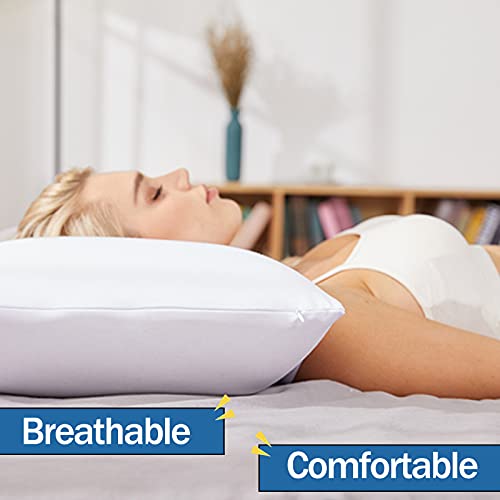 Fomwris Queen Latex Pillow - Medium Loft, Removable Cotton Cover, Breathable, Pressure Relief, Natural Support