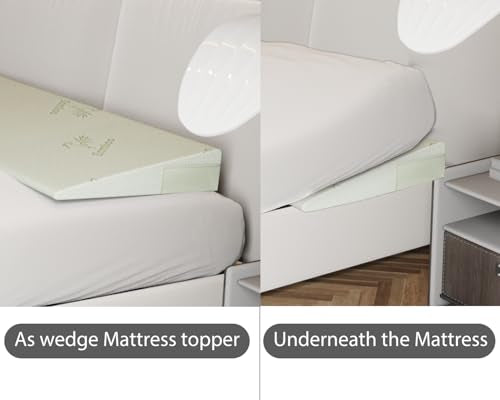 Queen Size Wedge Pillow for Acid Reflux Relief - 5 Inch Height, White, GIVANLEE