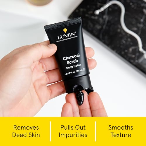 Lumin Charcoal Face Scrub for Men 1.01 Fl Oz (Pack of 2) Deep Detox Exfoliator