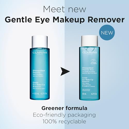 Clarins Gentle Eye Make-Up Remover | Removes Light To Medium Eye Make-Up | Cleanses, Soothes and Softens | Conditions Lashes | Oil-Free | Ophthalmologist Tested | All Skin Types | 4.2 Fluid Ounces
