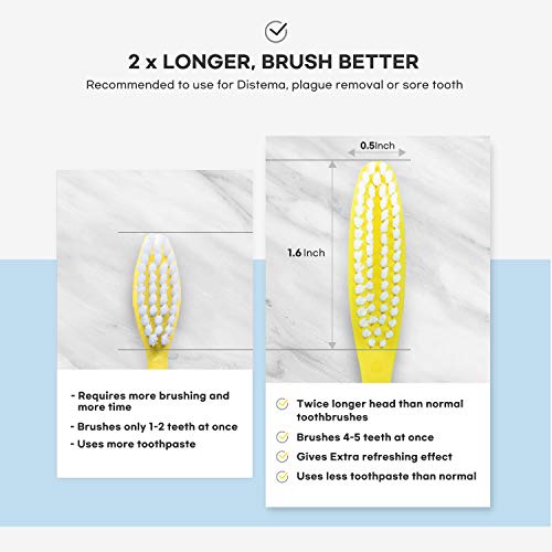 16 Pack Long Head Toothbrushes for Better Cleaning | Dr.Golden Turtle