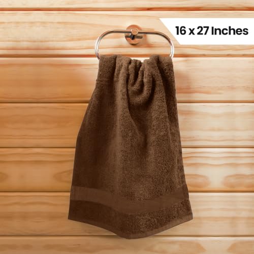 Salon Towels Pack of 24 - 16x27 Inch 100% Cotton Dark Brown - Professional & Home Use