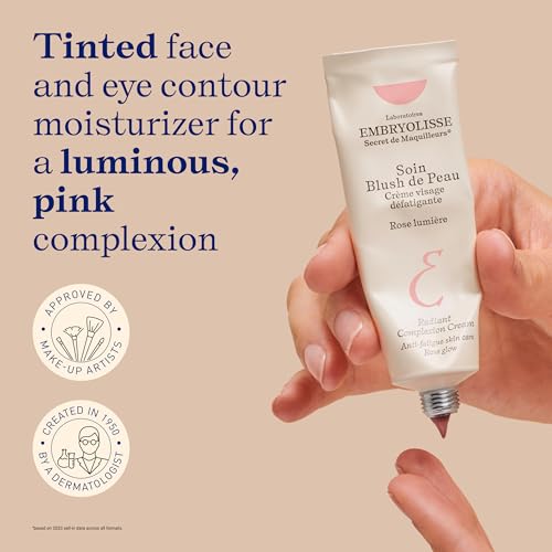 Embryolisse Pink Radiant Complexion Cream with Hyaluronic Acid – Tinted Moisturizer & Primer, 1.01 Fl Oz