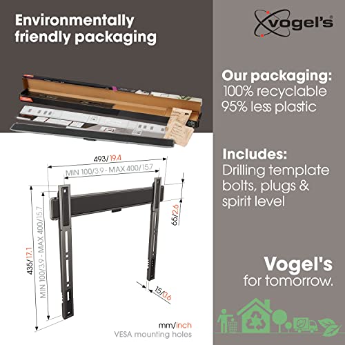 Vogel's Ultra-Slim Fixed TV Wall Mount 32-77 inch, Max 165 lbs, 0.59 inch Depth, Universal Compatibility