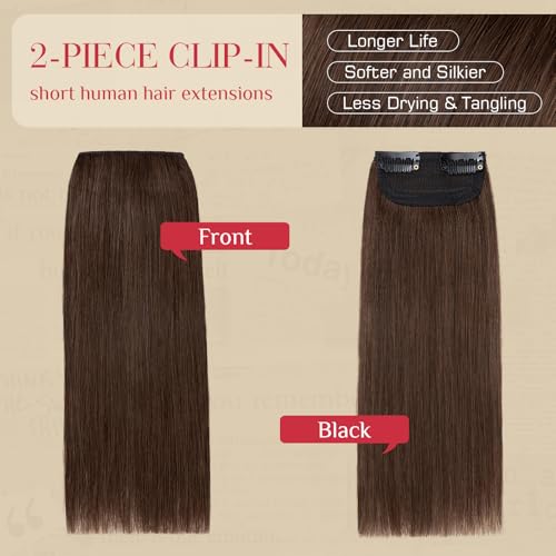 Rich Choices 10 Inch Medium Brown Clip-In Hair Extensions 2PCS - Real Human Hair