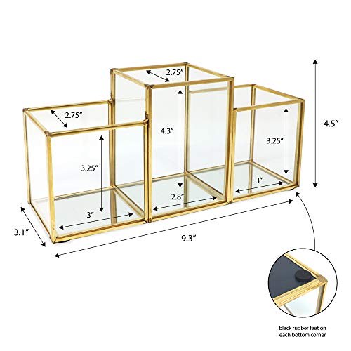 Isaac Jacobs 3-Compartment Mirror Base Organizer | Vanity & Office Storage