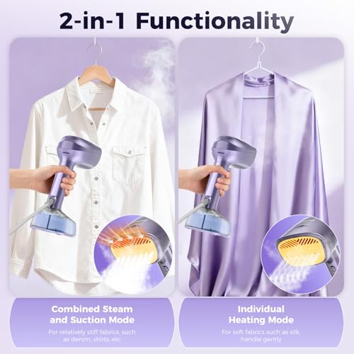 Mxnsewr Handheld Garment Steamer with 3500Pa Vacuum Suction, Fast-Heat 1200W for Wrinkle-Free Clothes