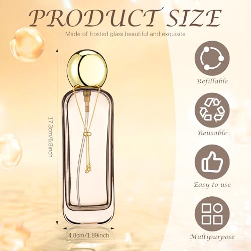 Brown Glass Lotion & Perfume Spray Bottles with Pump & Chain - 4 Pack