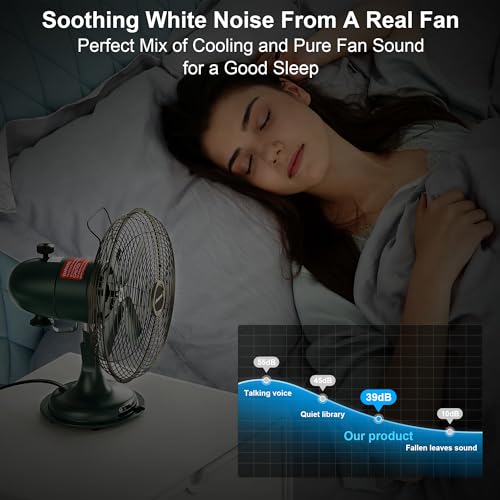 AMACOOL Vintage Metal Oscillating Fan - Dark Green Retro Tabletop Fan